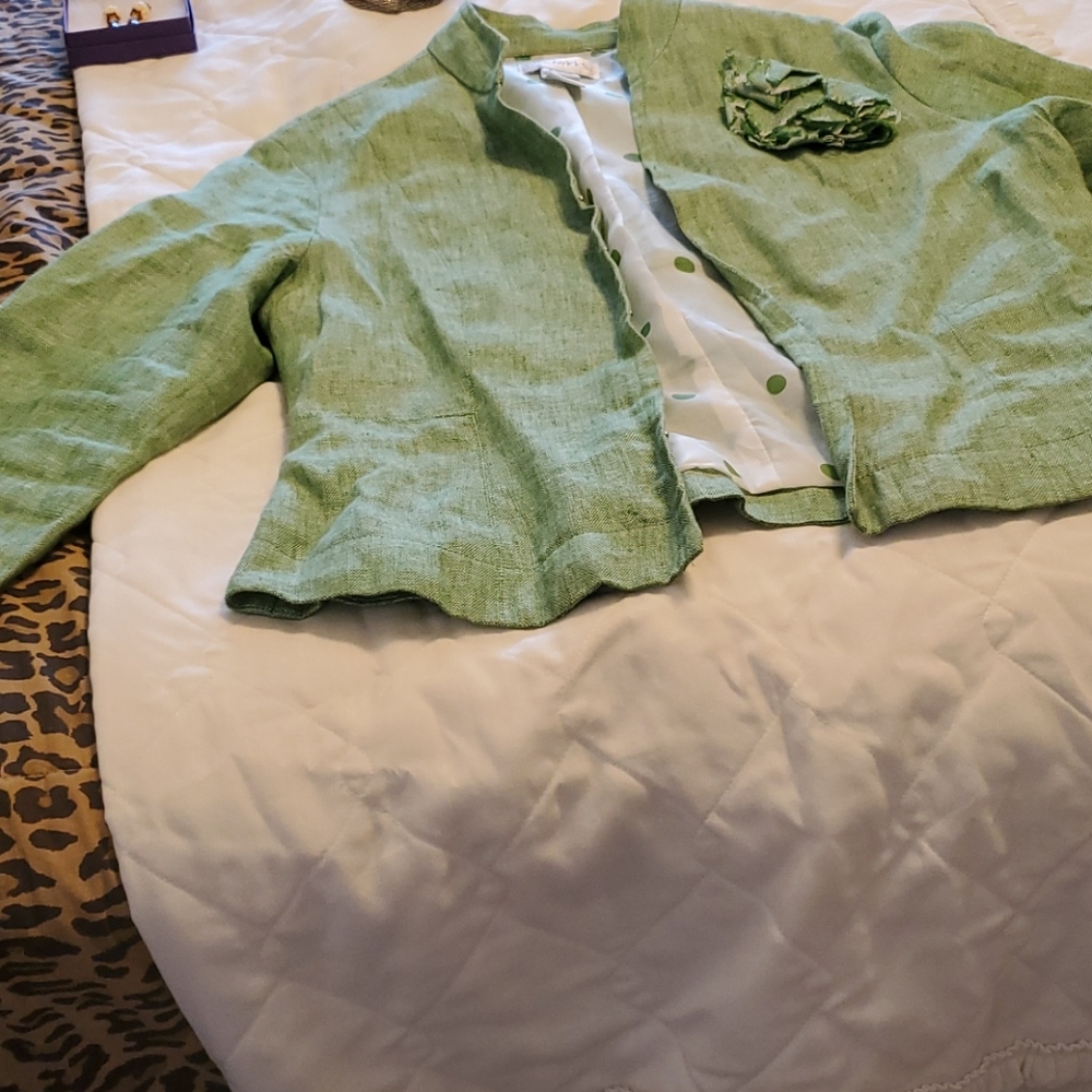 Green linen jacket